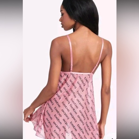 Bebe  Lingerie Babydoll Mesh Set Sexy Blush Lace Sz M See Through New Y2k - Picture 4 of 10